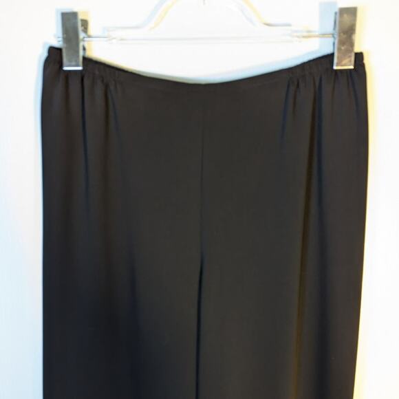 Caroline Rose Black Straight Leg Pants Pull On Flat Front Elastic Waist Small - Picture 6 of 8